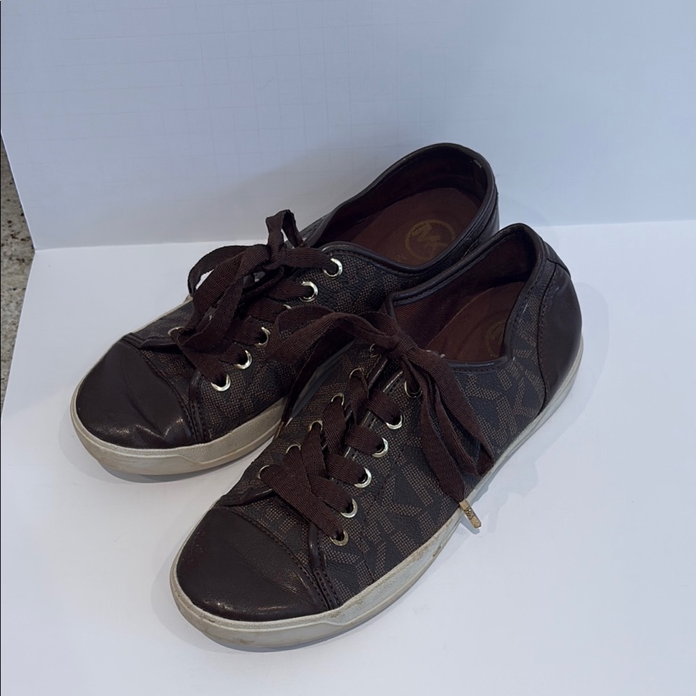 Michael Kor’s Brown Leather Casual Sneakers with MK Design